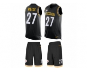Men Nike Pittsburgh Steelers #27 J.J. Wilcox Limited Black Tank Top Suit NFL Jersey