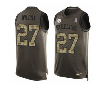 Men Nike Pittsburgh Steelers #27 J.J. Wilcox Limited Green Salute to Service Tank Top NFL Jersey