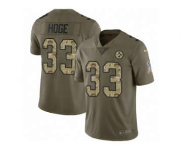 Men Nike Pittsburgh Steelers #33 Merril Hoge Limited Olive Camo 2017 Salute to Service NFL Jersey