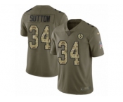 Men Nike Pittsburgh Steelers #34 Cameron Sutton Limited Olive Camo 2017 Salute to Service NFL Jersey