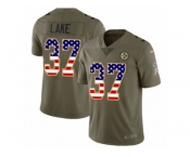 Men Nike Pittsburgh Steelers #37 Carnell Lake Limited Olive USA Flag 2017 Salute to Service NFL Jersey
