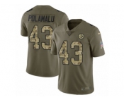 Men Nike Pittsburgh Steelers #43 Troy Polamalu Limited Olive Camo 2017 Salute to Service NFL Jersey