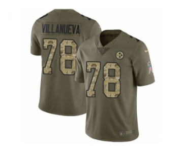Men Nike Pittsburgh Steelers #78 Alejandro Villanueva Limited Olive Camo 2017 Salute to Service NFL Jersey