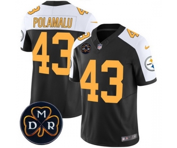Men Pittsburgh Steelers #43 Troy Polamalu Black F U S E DMR Patch Untouchable Limited Stitched Football Jersey