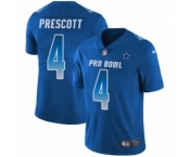 Men's Dallas Cowboys #4 Dak Prescott Limited Royal Blue NFC 2019 Pro Bowl Football Jersey