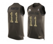 Men's Nike Pittsburgh Steelers #11 Justin Hunter Limited Green Salute to Service Tank Top NFL Jersey