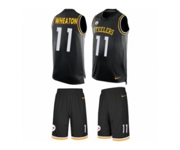 Men's Nike Pittsburgh Steelers #11 Markus Wheaton Limited Black Tank Top Suit NFL Jersey