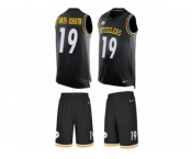 Men's Nike Pittsburgh Steelers #19 JuJu Smith-Schuster Limited Black Tank Top Suit NFL Jersey