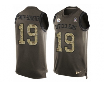 Men's Nike Pittsburgh Steelers #19 JuJu Smith-Schuster Limited Green Salute to Service Tank Top NFL Jersey