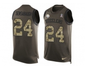 Men's Nike Pittsburgh Steelers #24 Coty Sensabaugh Limited Green Salute to Service Tank Top NFL Jersey