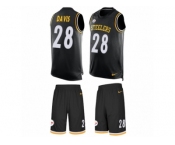 Men's Nike Pittsburgh Steelers #28 Sean Davis Limited Black Tank Top Suit NFL Jersey