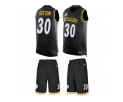 Men's Nike Pittsburgh Steelers #30 Cameron Sutton Limited Black Tank Top Suit NFL Jersey