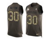 Men's Nike Pittsburgh Steelers #30 Cameron Sutton Limited Green Salute to Service Tank Top NFL Jersey