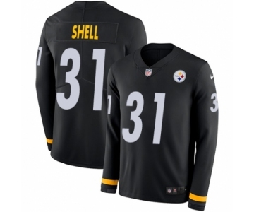 Men's Nike Pittsburgh Steelers #31 Donnie Shell Limited Black Therma Long Sleeve NFL Jersey