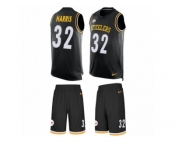 Men's Nike Pittsburgh Steelers #32 Franco Harris Limited Black Tank Top Suit NFL Jersey