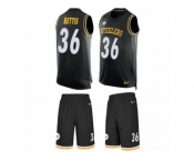 Men's Nike Pittsburgh Steelers #36 Jerome Bettis Limited Black Tank Top Suit NFL Jersey