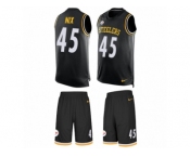 Men's Nike Pittsburgh Steelers #45 Roosevelt Nix Limited Black Tank Top Suit NFL Jersey