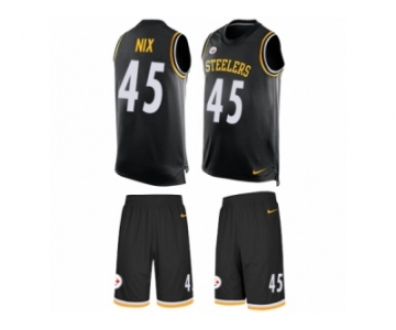 Men's Nike Pittsburgh Steelers #45 Roosevelt Nix Limited Black Tank Top Suit NFL Jersey