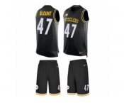 Men's Nike Pittsburgh Steelers #47 Mel Blount Limited Black Tank Top Suit NFL Jersey