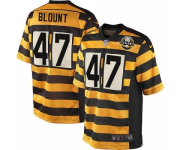 Men's Nike Pittsburgh Steelers #47 Mel Blount Limited Yellow Black Alternate 80TH Anniversary Throwback NFL Jersey