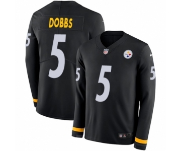 Men's Nike Pittsburgh Steelers #5 Joshua Dobbs Limited Black Therma Long Sleeve NFL Jersey