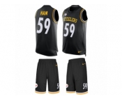 Men's Nike Pittsburgh Steelers #59 Jack Ham Limited Black Tank Top Suit NFL Jersey
