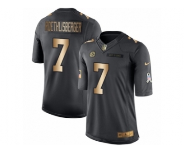 Men's Nike Pittsburgh Steelers #7 Ben Roethlisberger Limited Black Gold Salute to Service NFL Jersey