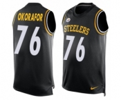 Men's Nike Pittsburgh Steelers #76 Chukwuma Okorafor Limited Black Player Name & Number Tank Top NFL Jersey