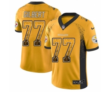 Men's Nike Pittsburgh Steelers #77 Marcus Gilbert Limited Gold Rush Drift Fashion NFL Jersey