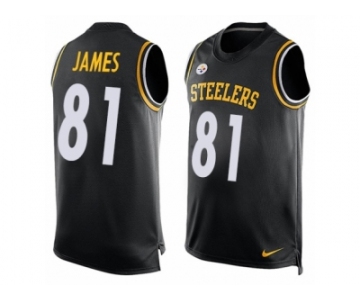 Men's Nike Pittsburgh Steelers #81 Jesse James Limited Black Player Name & Number Tank Top NFL Jersey