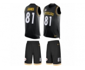 Men's Nike Pittsburgh Steelers #81 Jesse James Limited Black Tank Top Suit NFL Jersey