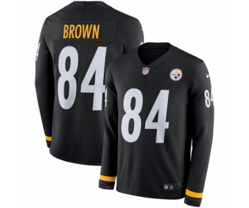 Men's Nike Pittsburgh Steelers #84 Antonio Brown Limited Black Therma Long Sleeve NFL Jersey