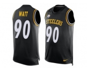 Men's Nike Pittsburgh Steelers #90 T. J. Watt Limited Black Player Name & Number Tank Top NFL Jersey