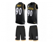 Men's Nike Pittsburgh Steelers #90 T. J. Watt Limited Black Tank Top Suit NFL Jersey