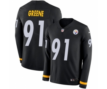 Men's Nike Pittsburgh Steelers #91 Kevin Greene Limited Black Therma Long Sleeve NFL Jersey