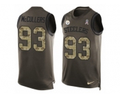 Men's Nike Pittsburgh Steelers #93 Dan McCullers Limited Green Salute to Service Tank Top NFL Jersey