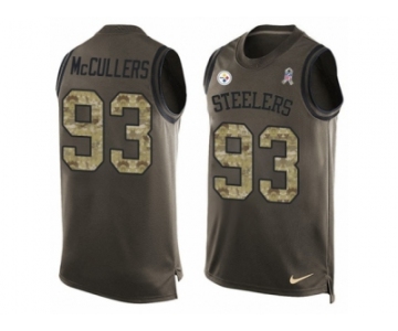 Men's Nike Pittsburgh Steelers #93 Dan McCullers Limited Green Salute to Service Tank Top NFL Jersey