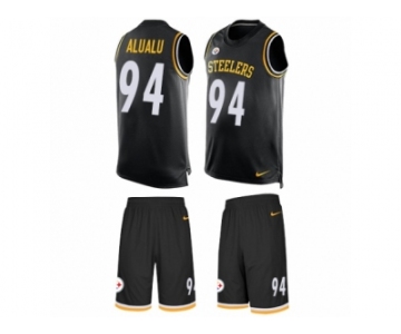 Men's Nike Pittsburgh Steelers #94 Tyson Alualu Limited Black Tank Top Suit NFL Jersey