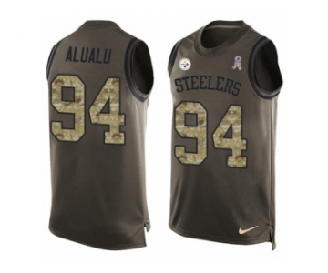 Men's Nike Pittsburgh Steelers #94 Tyson Alualu Limited Green Salute to Service Tank Top NFL Jersey