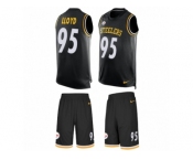 Men's Nike Pittsburgh Steelers #95 Greg Lloyd Limited Black Tank Top Suit NFL Jersey