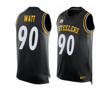 Men's Nike Steelers #90 T.J. Watt Black Team Color Stitched NFL Limited Tank Top Jersey