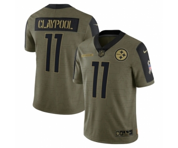 Men's Pittsburgh Steelers #11 Chase Claypool Nike Olive 2021 Salute To Service Limited Player Jersey