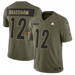Men's Pittsburgh Steelers #12 Terry Bradshaw Olive 2025 F.U.S.E. Salute to Service Limited Football Stitched Jersey Men's Pittsburgh Steelers #12 Terry Bradshaw Olive 2025 F.U.S.E. Salute to Service Limited Football Stitched Jersey