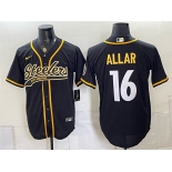 Men's Pittsburgh Steelers #16 Drew Allar Black With Patch Cool Base Stitched Baseball Jersey Men's Pittsburgh Steelers #16 Drew Allar Black With Patch Cool Base Stitched Baseball Jersey