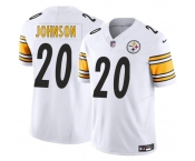 Men's Pittsburgh Steelers #20 Kaleb Johnson White 2025 Draft F.U.S.E. Vapor Limited Football Stitched Jersey