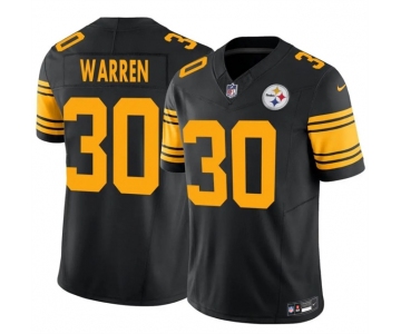 Men's Pittsburgh Steelers #30 Jaylen Warren Black 2025 F.U.S.E. Color Rush Vapor Untouchable Limited Stitched Jersey