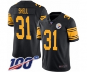 Men's Pittsburgh Steelers #31 Donnie Shell Limited Black Rush Vapor Untouchable 100th Season Football Jersey
