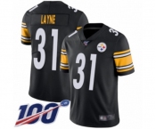 Men's Pittsburgh Steelers #31 Justin Layne Black Team Color Vapor Untouchable Limited Player 100th Season Football Jersey Men's Pittsburgh Steelers #31 Justin Layne Black Team Color Vapor Untouchable Limited Player 100th Season Football Jersey