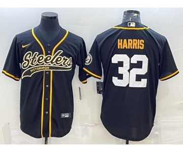 Men's Pittsburgh Steelers #32 Franco Harris Black With Patch Cool Base Stitched Baseball Jerseys