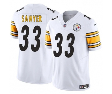 Men's Pittsburgh Steelers #33 Jack Sawyer White 2025 Draft F.U.S.E. Vapor Limited Football Stitched Jersey